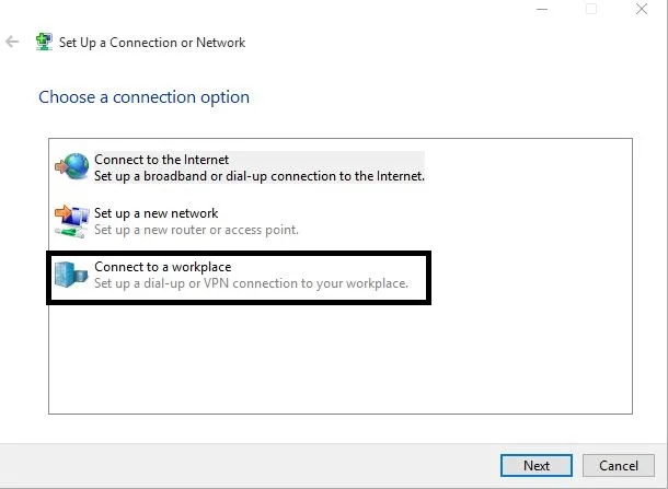 Choose a connection option